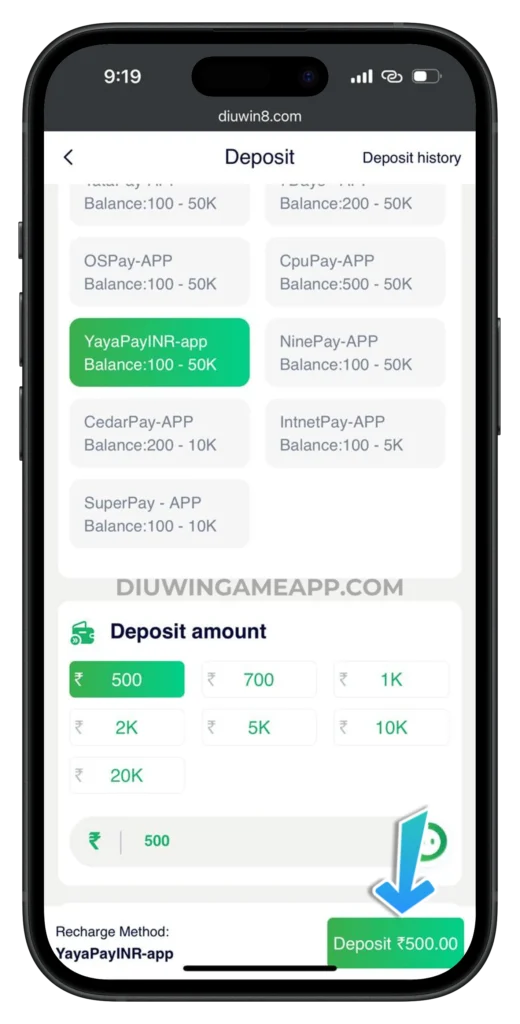 diuwin-deposit-page